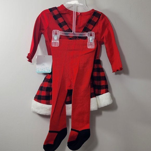 Minnie Mouse Red 3 Piece Jumper Dress Top Tights Girls Baby 0/3 Months NWT - Picture 3 of 7